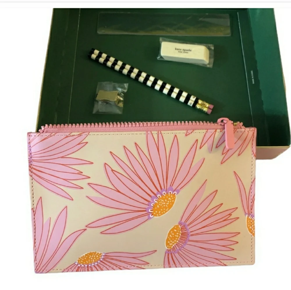 KATE SPADE Falling Flowers Pencil Pouch & Sundries NIB!